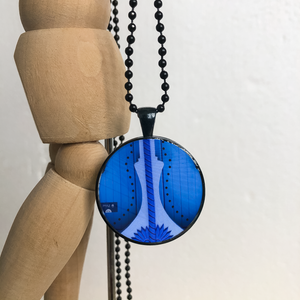 Black Colour Necklace -  Blue Moroccan Arches Pendant
