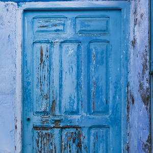 Wooden Box with resin coated Lid - Blue Moroccan Door