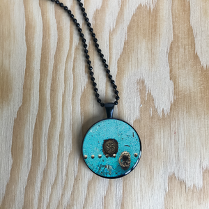 Black Colour Necklace -  Blue Moroccan  Pendant