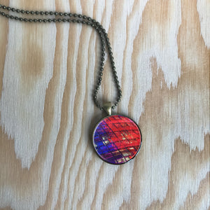 Brass Necklace - Red and Blue Pendant